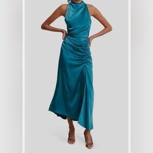 $495 A.L.C. Women's Green Inez Sleeveless Ruched Dress Size 10